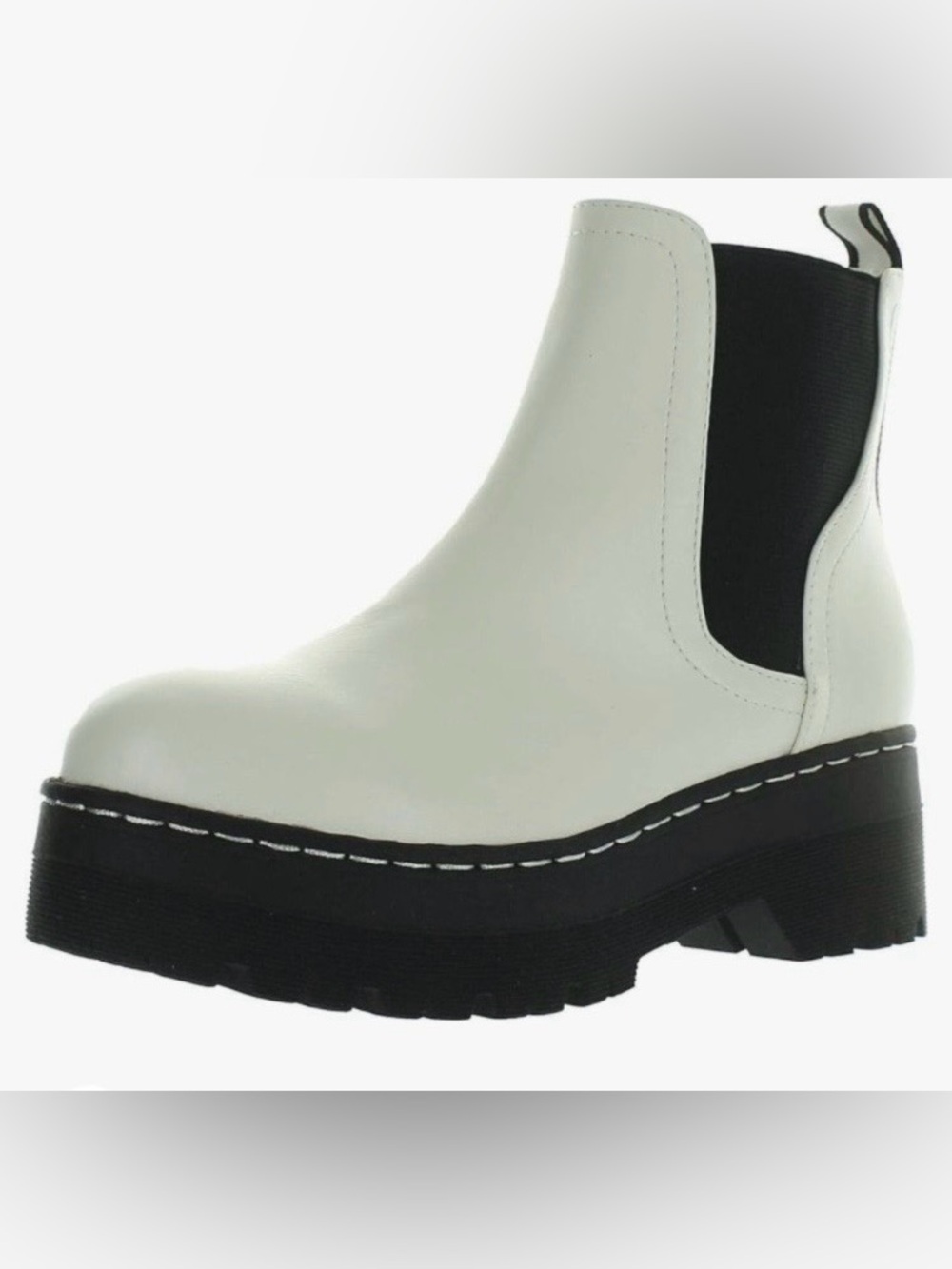 MIA white Leather Chelsea ankle boots. Chunky platform boot Lug sole NWOB  8.5